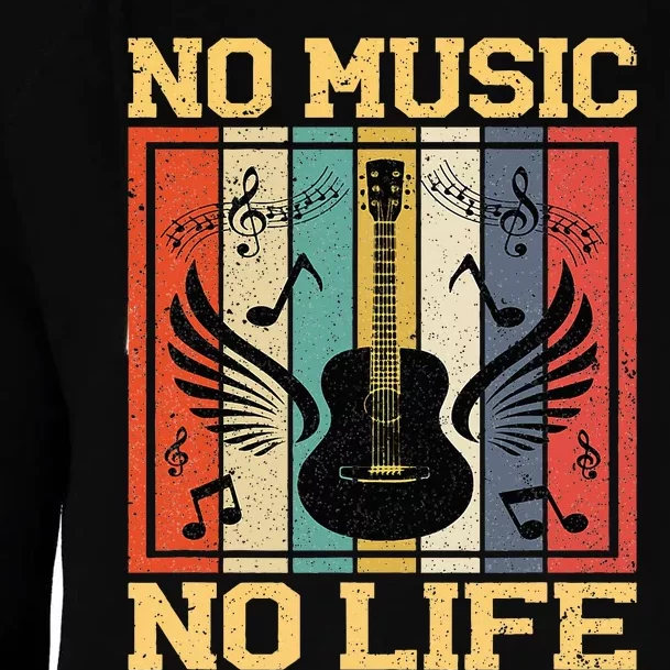 No Music No Life Musical Notes Musician Womens Funnel Neck Pullover Hood