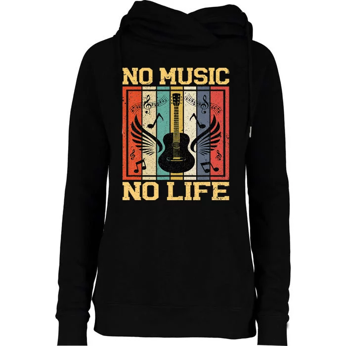 No Music No Life Musical Notes Musician Womens Funnel Neck Pullover Hood