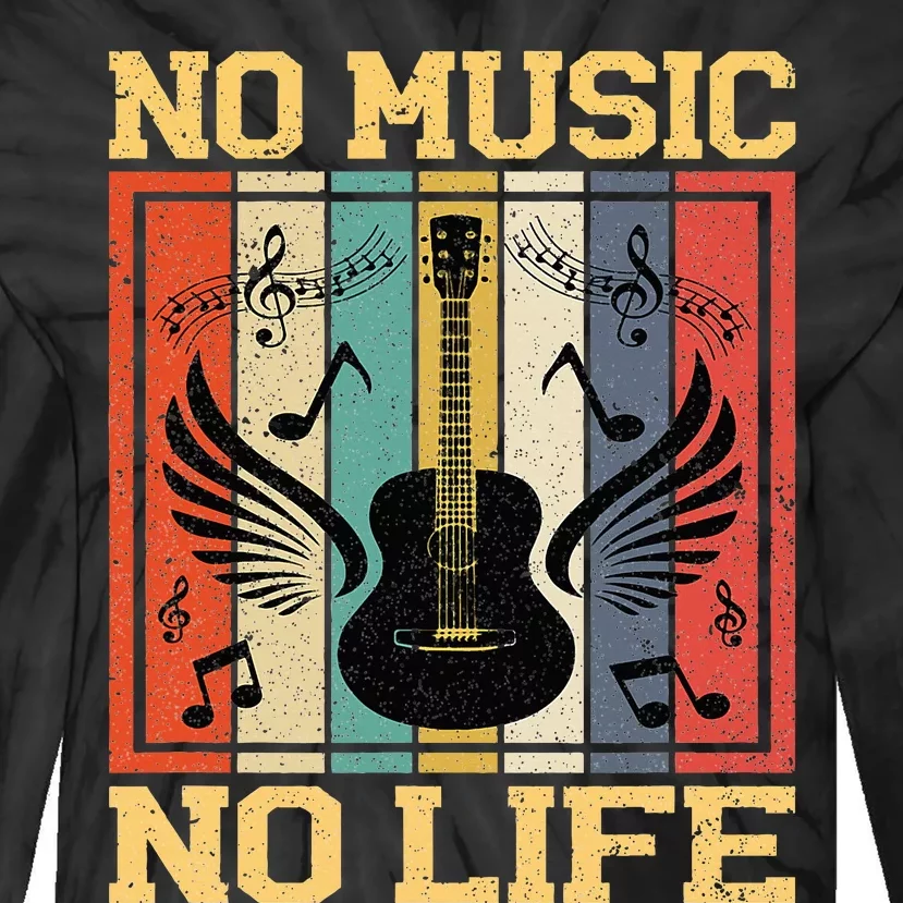 No Music No Life Musical Notes Musician Tie-Dye Long Sleeve Shirt