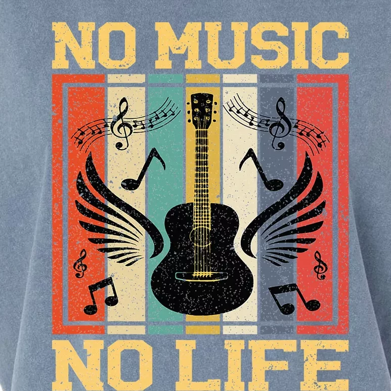 No Music No Life Musical Notes Musician Garment-Dyed Women's Muscle Tee