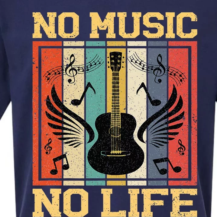 No Music No Life Musical Notes Musician Sueded Cloud Jersey T-Shirt