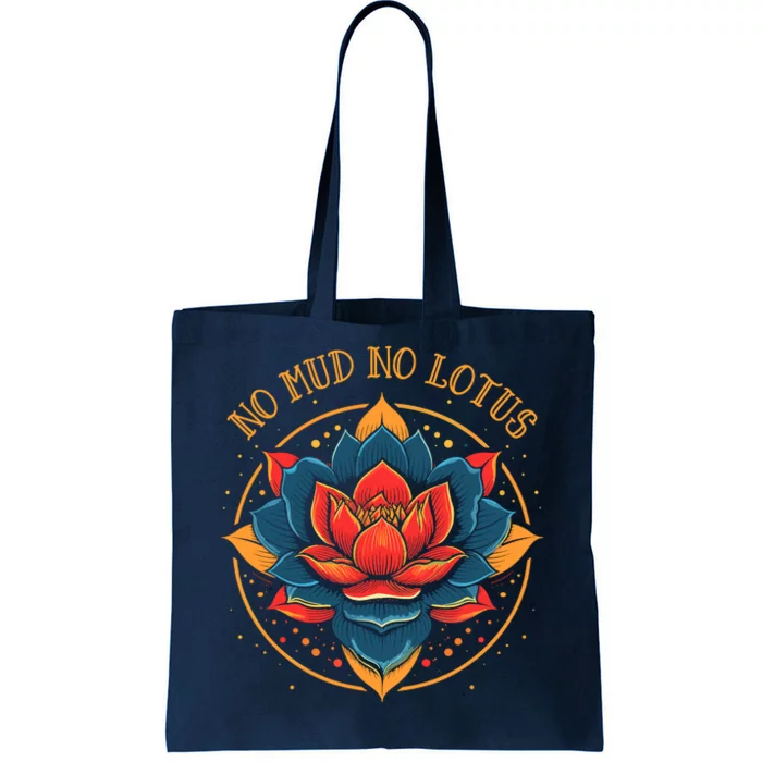 No Mud No Lotus Vintage Tattoo Tote Bag