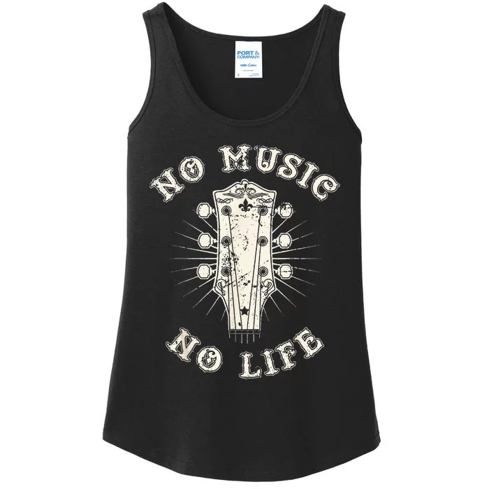 No Music No Life Music Lover Rhythm And Passion Retro Ladies Essential Tank