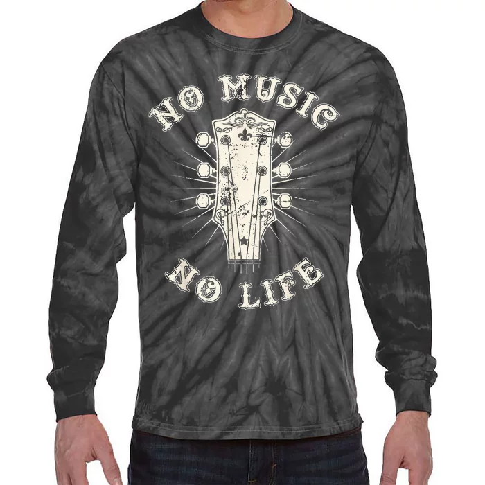 No Music No Life Music Lover Rhythm And Passion Retro Tie-Dye Long Sleeve Shirt