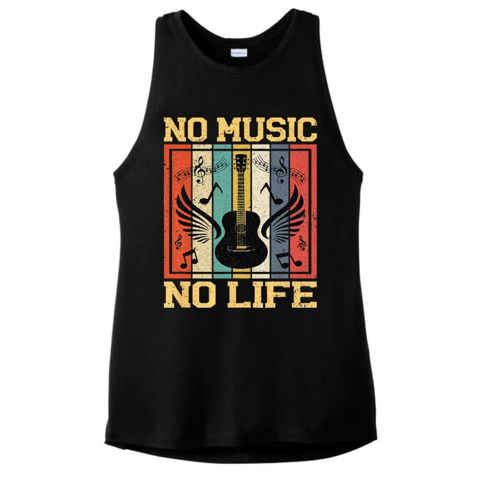 No Music No Life Musical Notes Musician Ladies Tri-Blend Wicking Tank