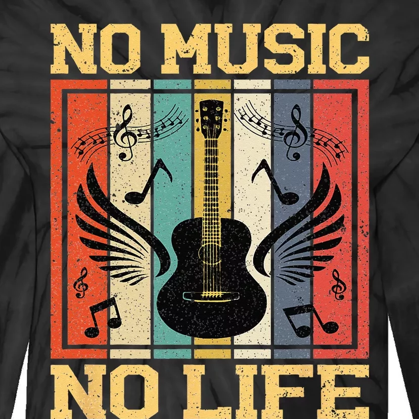 No Music No Life Musical Notes Musician Tie-Dye Long Sleeve Shirt