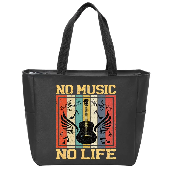 No Music No Life Musical Notes Musician Zip Tote Bag