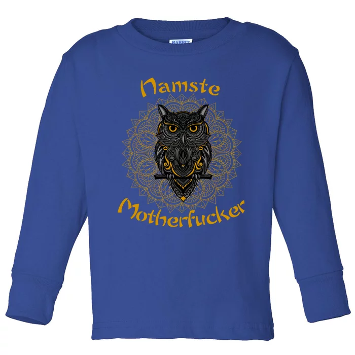 Namaste Motherfucker Owl Lotus Hand Fatima Yoga Gift Toddler Long Sleeve Shirt