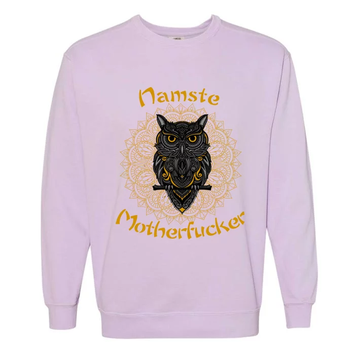 Namaste Motherfucker Owl Lotus Hand Fatima Yoga Gift Garment-Dyed Sweatshirt