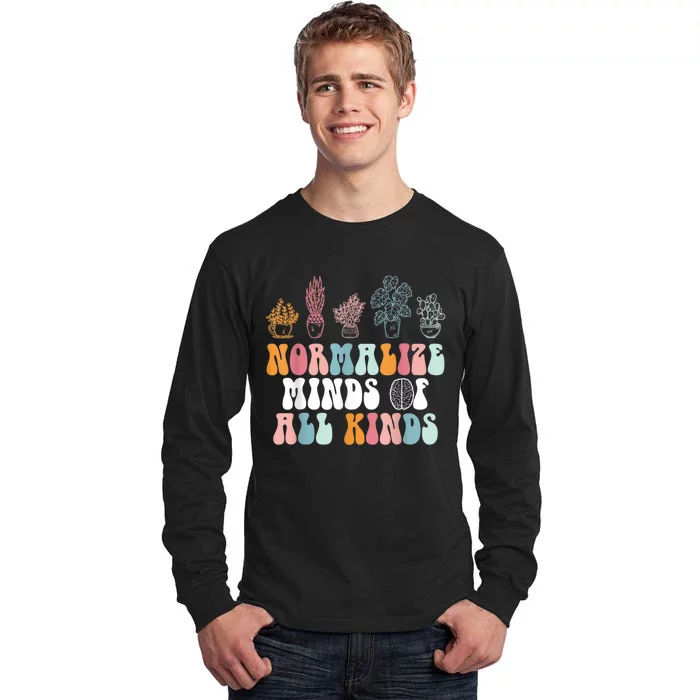 Normalize Minds Of All Kinds Groovy Retro Autism Awareness Tall Long Sleeve T-Shirt