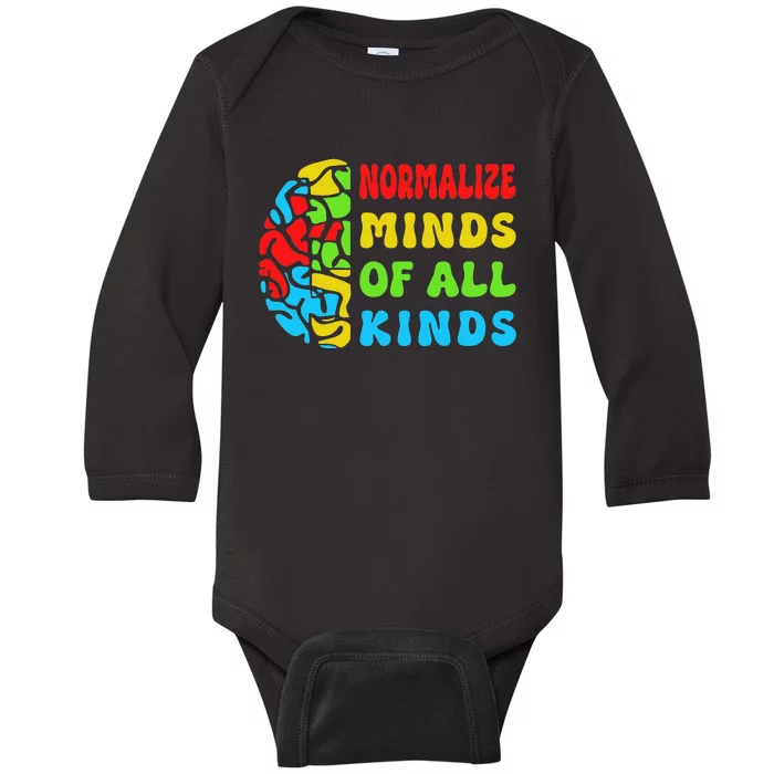 Normalize Minds of All Kinds Autism Awereness Neurodiversity Baby Long Sleeve Bodysuit