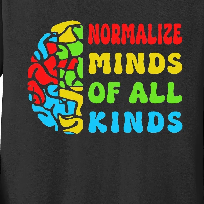 Normalize Minds of All Kinds Autism Awereness Neurodiversity Kids Long Sleeve Shirt