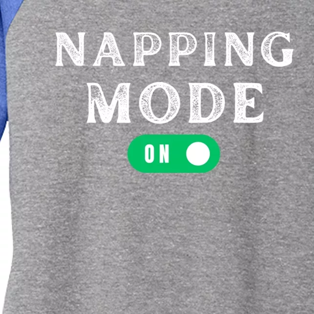 Napping Mode On Women's Tri-Blend 3/4-Sleeve Raglan Shirt