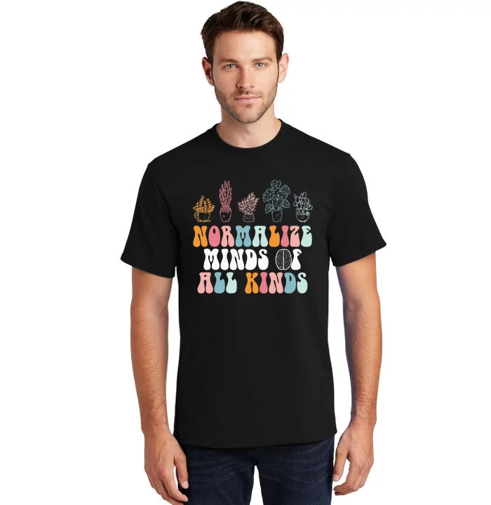 Normalize Minds Of All Kinds Groovy Retro Autism Awareness Tall T-Shirt