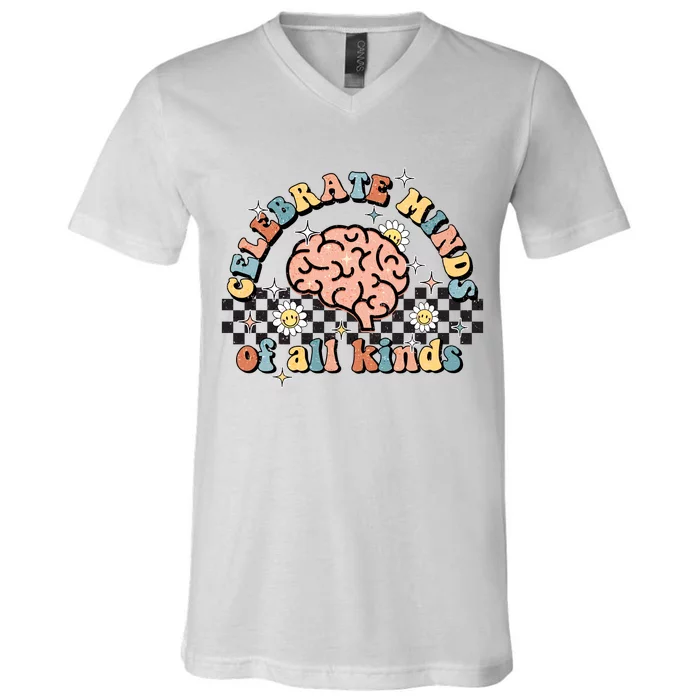 Normalize Minds Of All Kinds Autism Awereness V-Neck T-Shirt