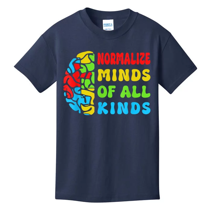 Normalize Minds Of All Kinds Autism Awereness Neurodiversity Kids T-Shirt