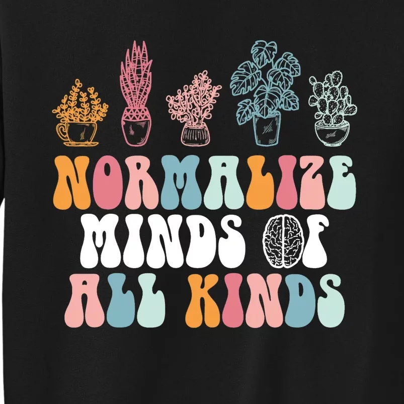 Normalize Minds Of All Kinds Groovy Retro Autism Awareness Tall Sweatshirt