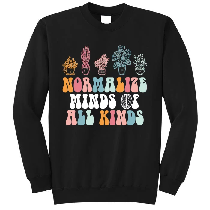 Normalize Minds Of All Kinds Groovy Retro Autism Awareness Tall Sweatshirt