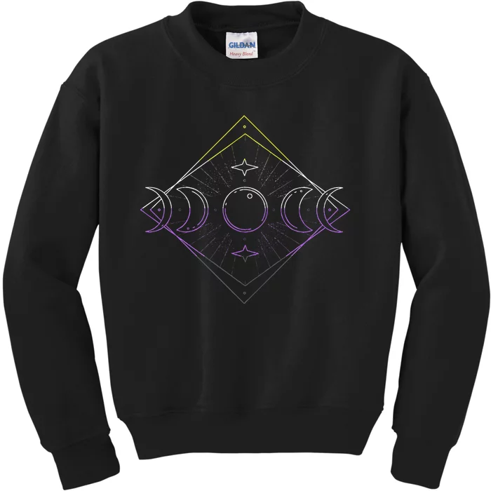 N.O.N.B.I.N..A.R.Y Moon Phase N.O.N.B..I.N.A.R.Y Pride Lgbt Kids Sweatshirt