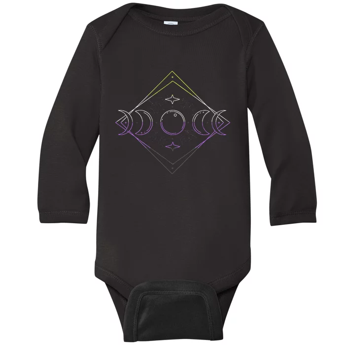 Nonbinary Moon Phase Nonbinary Pride LGBT Nonbinary Flag Baby Long Sleeve Bodysuit