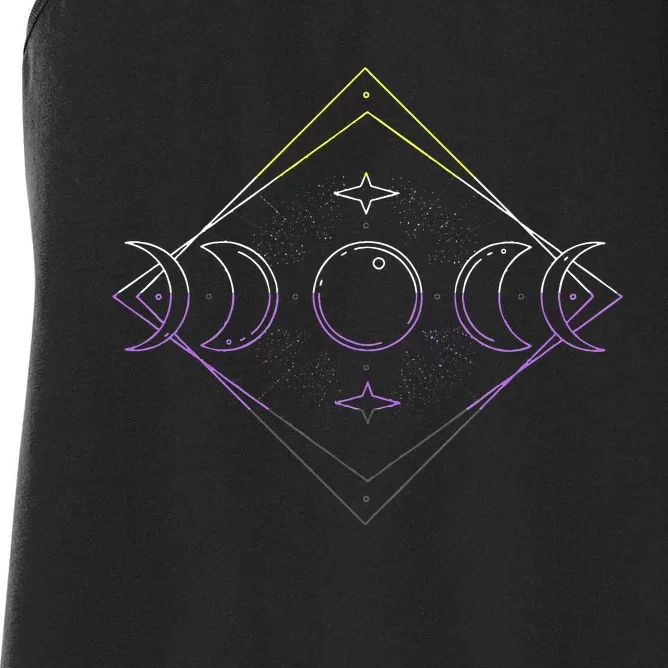 Nonbinary Moon Phase Nonbinary Pride LGBT Nonbinary Flag Women's Racerback Tank