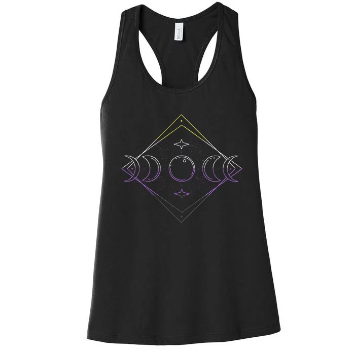 Nonbinary Moon Phase Nonbinary Pride LGBT Nonbinary Flag Women's Racerback Tank