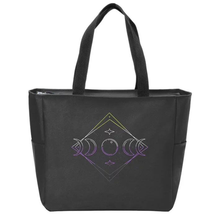 Nonbinary Moon Phase Nonbinary Pride LGBT Nonbinary Flag Zip Tote Bag