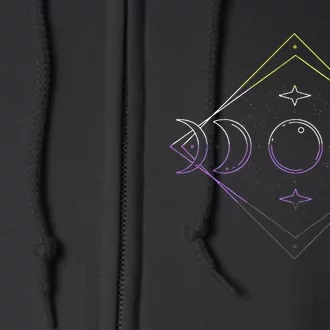 Nonbinary Moon Phase Nonbinary Pride LGBT Nonbinary Flag Full Zip Hoodie