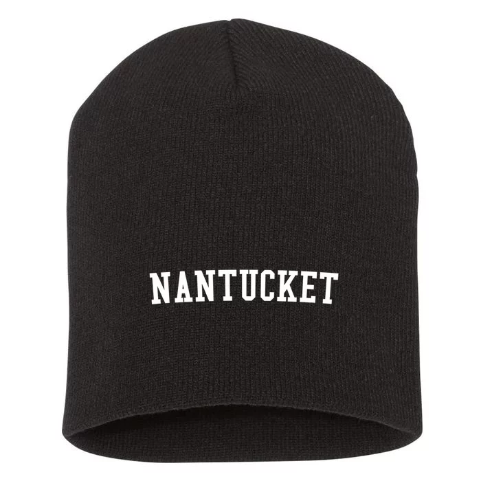 Nantucket Massachusetts Prep Block Lettering Vintage Style Short Acrylic Beanie