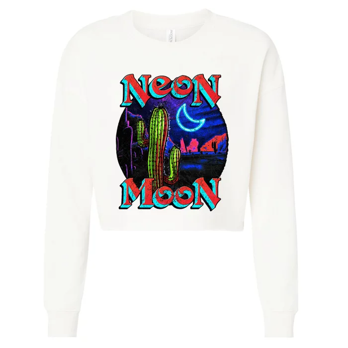 Neon Moon Retro Western Cropped Pullover Crew