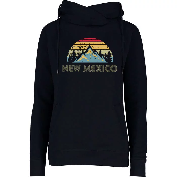 New Mexico Retro Vintage Mountains Nature Hiking Sh Womens Funnel Neck Pullover Hood