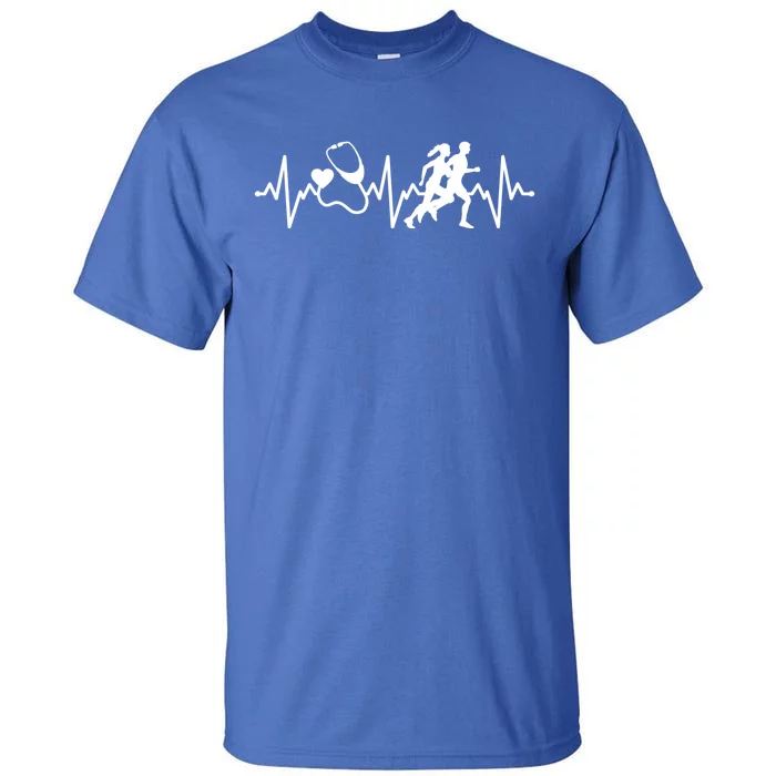 Nurse Marathon Running Heartbeat Gift Nurse Rn Lpn Cna Gift Tall T-Shirt