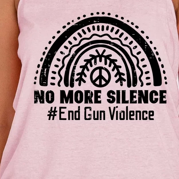 No More Silence End Gun Violence Awareness Month Orange Women's Knotted Racerback Tank