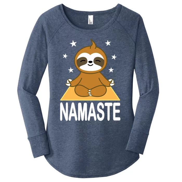 Namaste Meditating Sloth Yoga Namaste Gift Women's Perfect Tri Tunic Long Sleeve Shirt