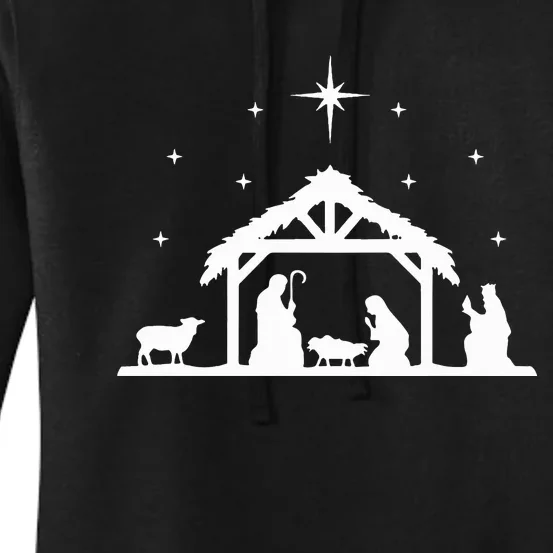 Nativity Manger Scene Baby Jesus Birth of Christ Christmas Women's Pullover Hoodie