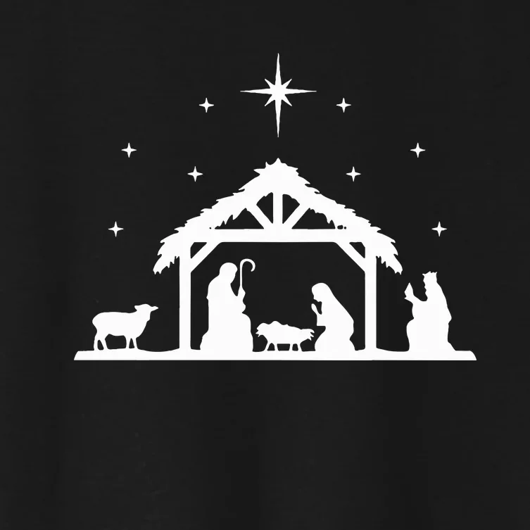 Nativity Manger Scene Baby Jesus Birth of Christ Christmas Women's Crop Top Tee