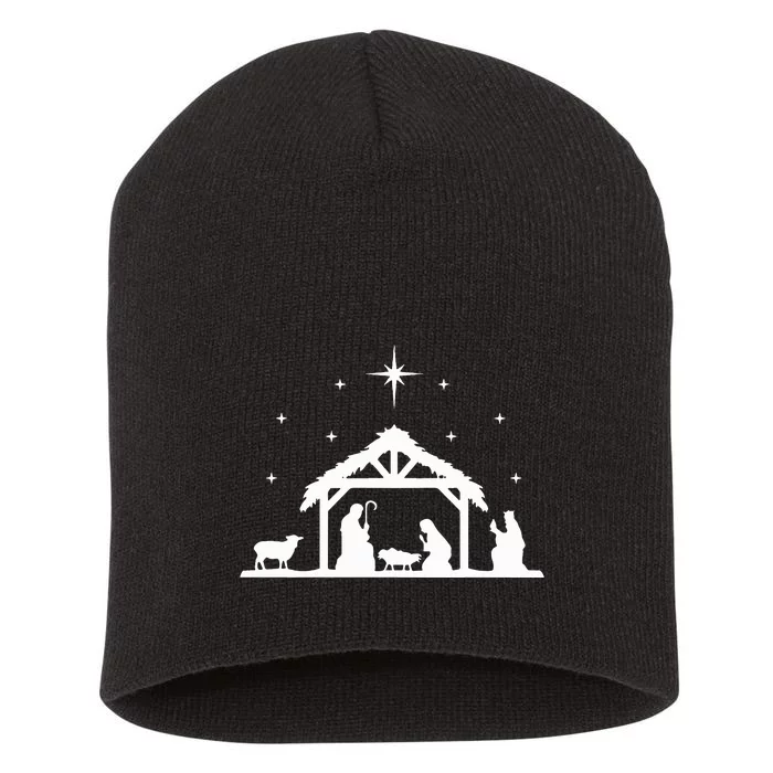 Nativity Manger Scene Baby Jesus Birth of Christ Christmas Short Acrylic Beanie