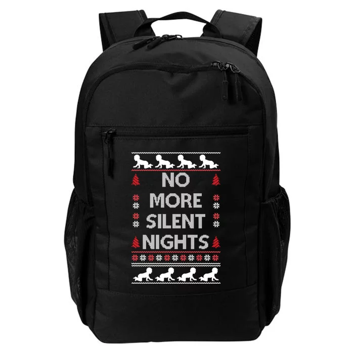 No More Silent Nights Baby Announcement Christmas Pregnancy Daily Commute Backpack