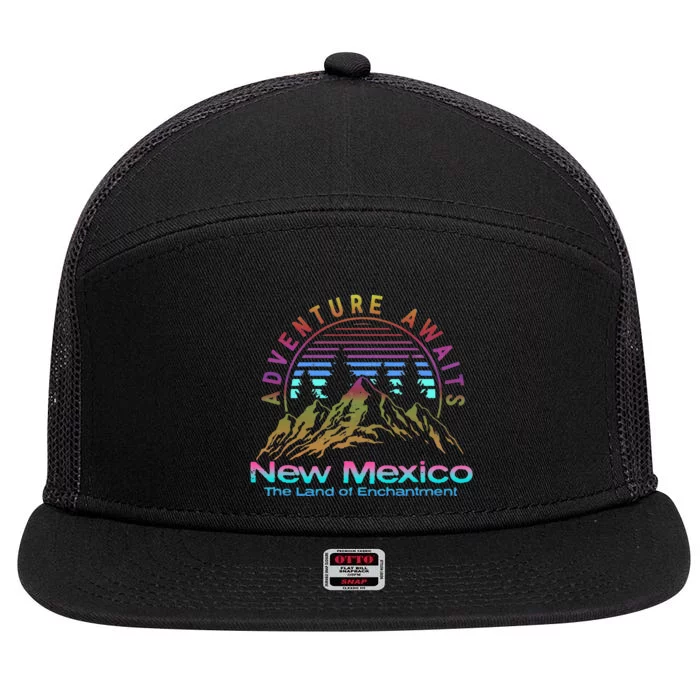 New Mexico State Retro Vintage Outdoors & NM Mountains 7 Panel Mesh Trucker Snapback Hat