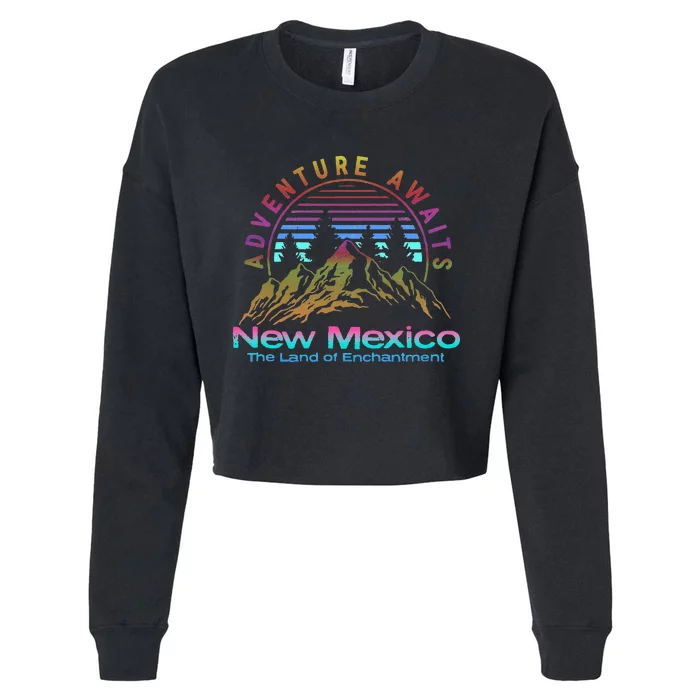 New Mexico State Retro Vintage Outdoors & NM Mountains Cropped Pullover Crew