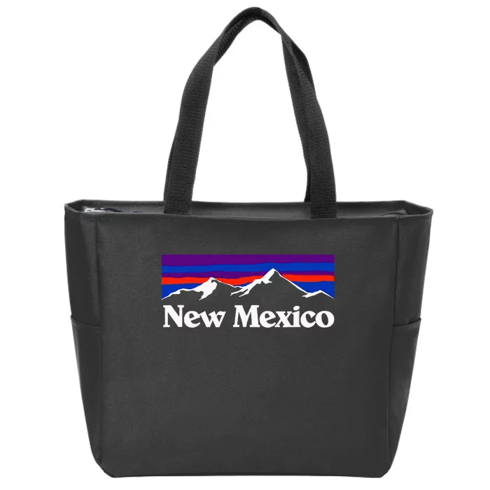 New Mexico State Retro Vintage Outdoors & Nm Mountains Zip Tote Bag