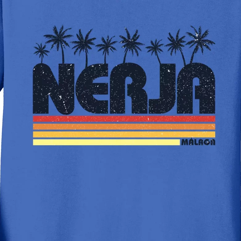 Nerja Malaga Spain Retro Tourism Gift Kids Long Sleeve Shirt