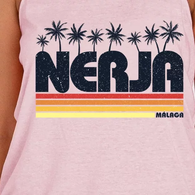 Nerja Malaga Spain Retro Tourism Gift Women's Knotted Racerback Tank