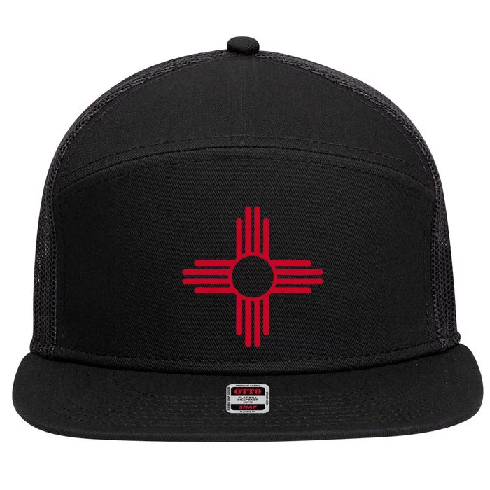 New Mexico State Flag Zia Sun Symbol Albuquerque Santa Fe 7 Panel Mesh Trucker Snapback Hat