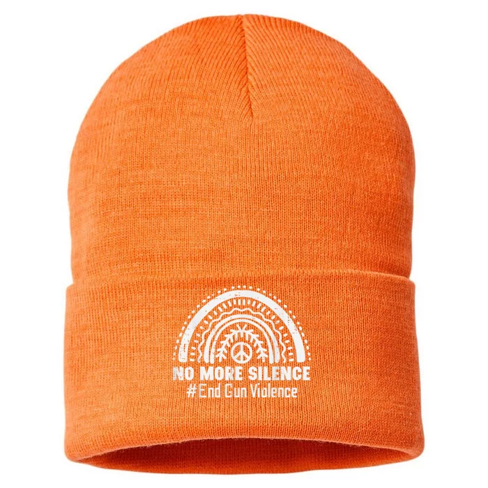 No More Silence End Gun Violence Awareness Month Orange Sustainable Knit Beanie