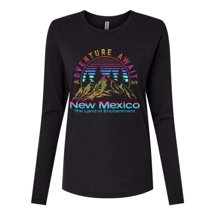 New Mexico State Retro Vintage Outdoors & NM Mountains Womens Cotton Relaxed Long Sleeve T-Shirt