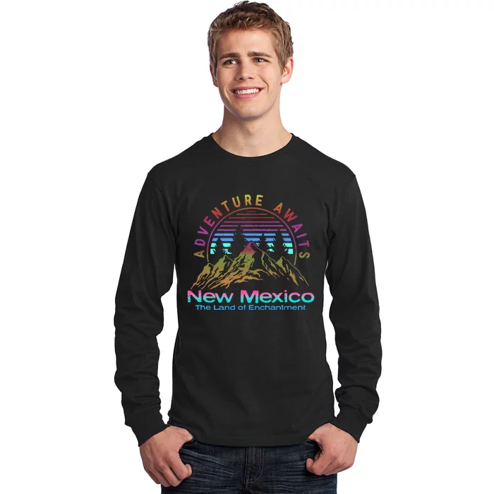 New Mexico State Retro Vintage Outdoors & NM Mountains Long Sleeve Shirt