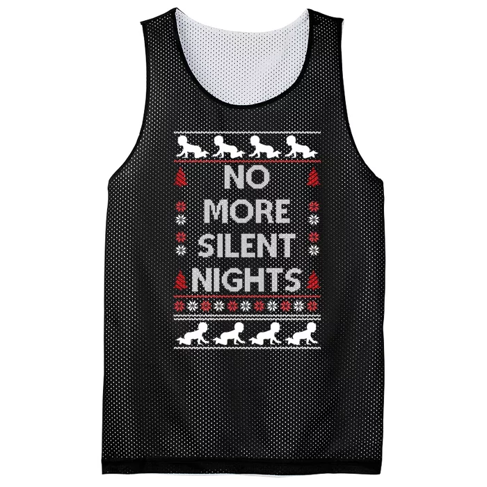 No More Silent Nights Baby Announcement Christmas Pregnancy Mesh Reversible Basketball Jersey Tank