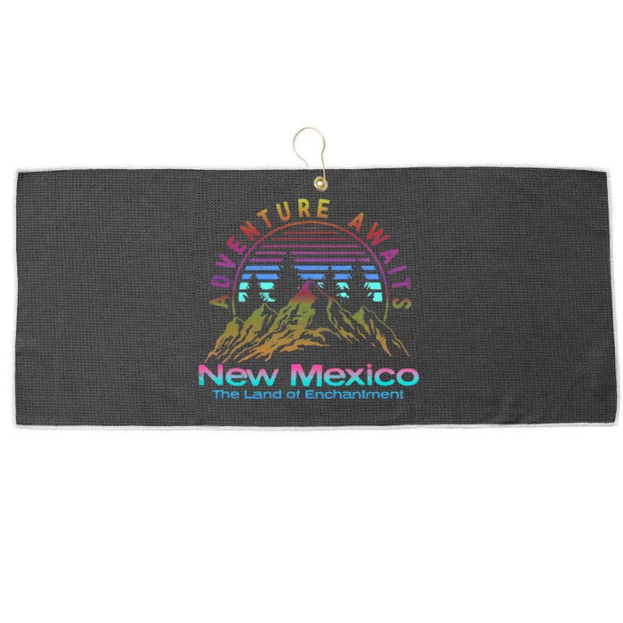 New Mexico State Retro Vintage Outdoors & NM Mountains Large Microfiber Waffle Golf Towel