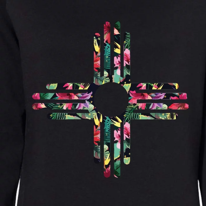 New Mexico State Zia Symbol Floral Print By Mcma Womens California Wash Sweatshirt